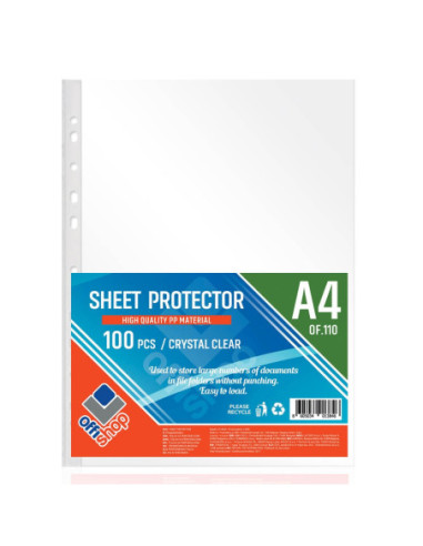 OF110,Folie protectie A4, Cristal, 60mic, 100 buc/set - OFFISHOP