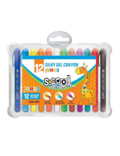 SC312,Creioane pastel Jumbo, Lavabile, 12culori/set - S-COOL