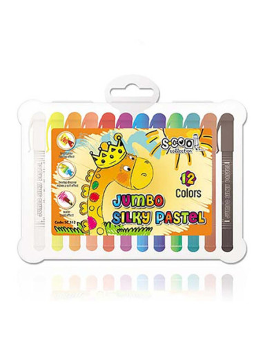 SC312,Creioane pastel Jumbo, Lavabile, 12culori/set - S-COOL
