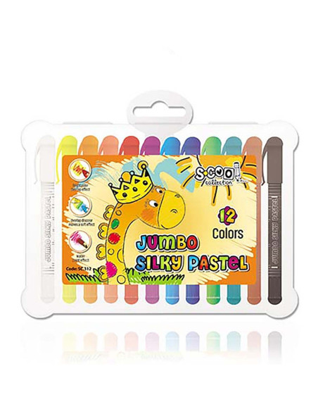 SC312,Creioane pastel Jumbo, Lavabile, 12culori/set - S-COOL
