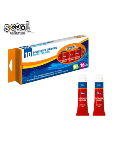 SC300,Tempera rosie, 16 ml, 10 culori/set - S-COOL