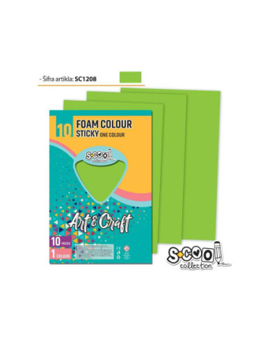 SC1208,Hartie buretata, adeziva, verde deschis, 10 buc/set, 20x30 cm - S-COOL