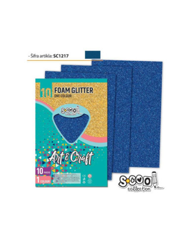 SC1217,Hartie buretata, glitter, albastra, 10 buc/set, 20x30 cm - S-COOL