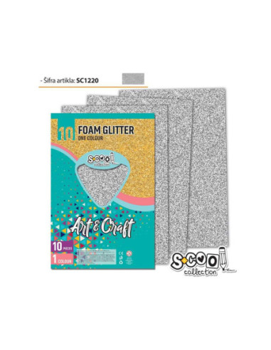 SC1220,Hartie buretata, glitter, argintie, 10 buc/set, 20x30 cm - S-COOL