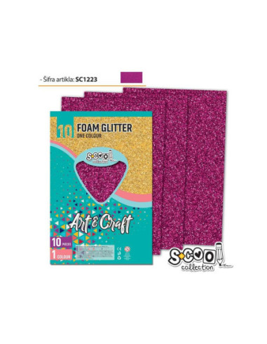 SC1223,Hartie buretata, glitter, purpuriu, 10 buc/set, 20x30 cm - S-COOL