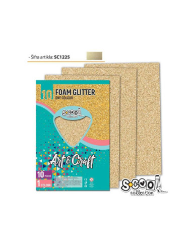 SC1225,Hartie buretata, glitter, bej, 10 buc/set, 20x30 cm - S-COOL