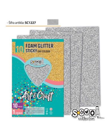 SC1227,Hartie buretata, glitter, gri, 10 buc/set, 20x30 cm - S-COOL