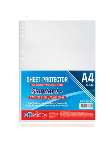 OF442,Folie protectie A4, Super Clear, 100 mic, 100 buc/set - OFFISHOP