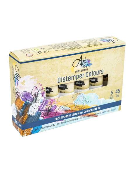 ART022,Tempera Art, NEGRU, 45ml, 6buc/set - ARTLINE