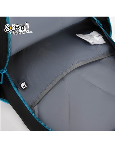 Ghiozdan scoala anatomic S-cool Urban, 43 x 29 x 22 cm, Negru/Albastru