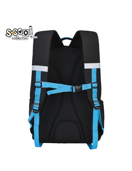 Ghiozdan scoala anatomic S-cool Urban, 43 x 29 x 22 cm, Negru/Albastru