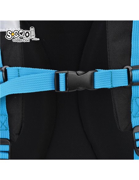 Ghiozdan scoala anatomic S-cool Urban, 43 x 29 x 22 cm, Negru/Albastru