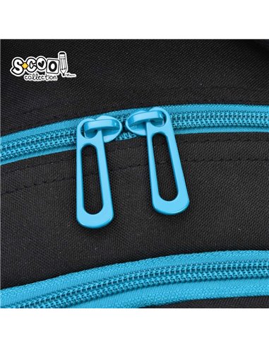 Ghiozdan scoala anatomic S-cool Urban, 43 x 29 x 22 cm, Negru/Albastru