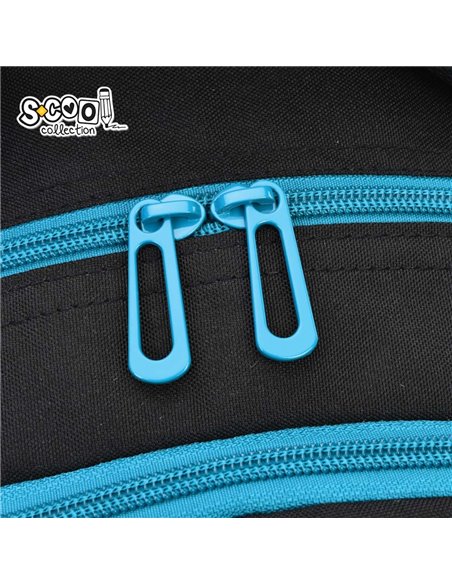 Ghiozdan scoala anatomic S-cool Urban, 43 x 29 x 22 cm, Negru/Albastru