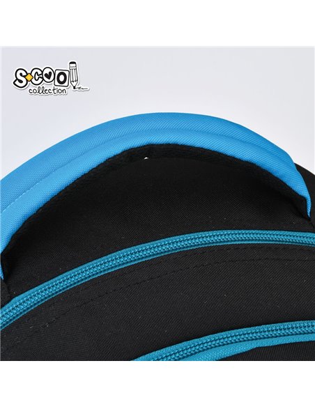 Ghiozdan scoala anatomic S-cool Urban, 43 x 29 x 22 cm, Negru/Albastru