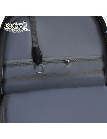 Ghiozdan scoala anatomic S-cool Urban, 43 x 29 x 22 cm, Negru/Albastru