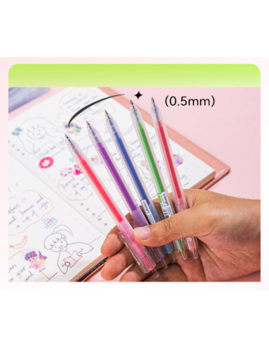 DLEG118-12B,Set 12 pixuri cu gel cu mecanism 0.5mm diverse culori indelight Deli