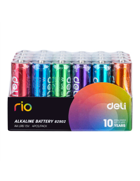 DLE82902,Baterii r6(aa) alcaline colorate 4 buc/set Deli