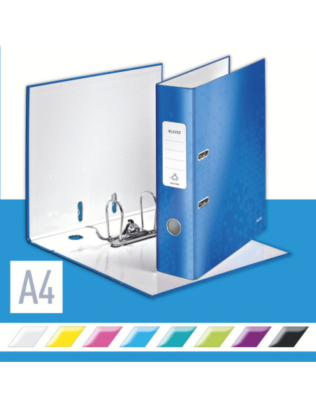 LZ10050036-10,Biblioraft plastifiat 8cm albastru metalizat wow Leitz - Set 10