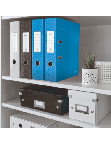 LZ10050036-10,Biblioraft plastifiat 8cm albastru metalizat wow Leitz - Set 10