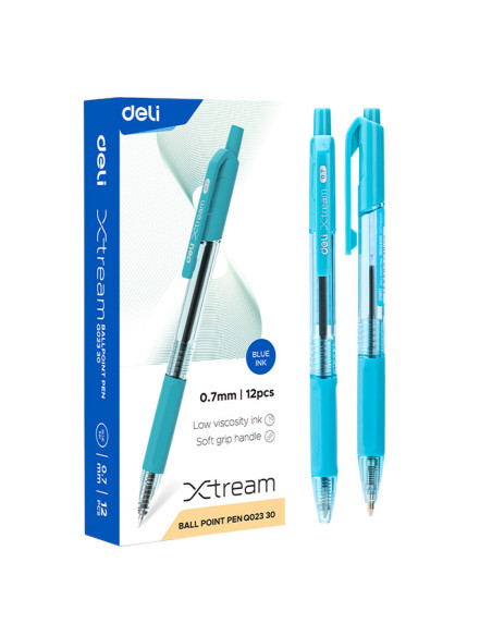 DLEQ02330-12,Pix cu mecanism 0.7mm xtream albastru Deli - Set 12
