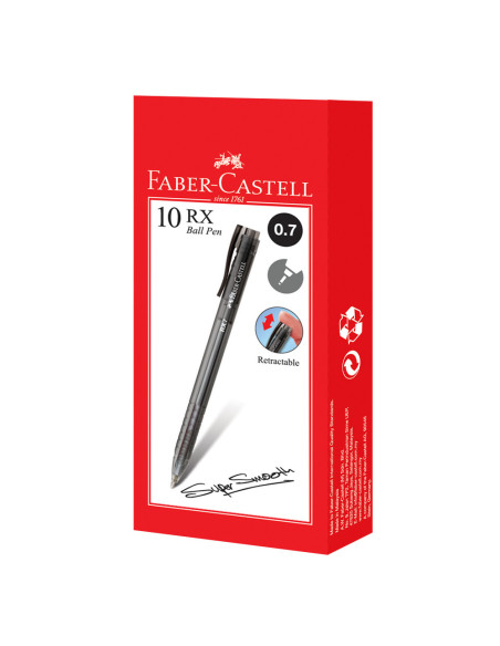 FC545499-10,Roller 0.7mm semi-gel cu mecanism negru rx7 Faber-castell - Set 10