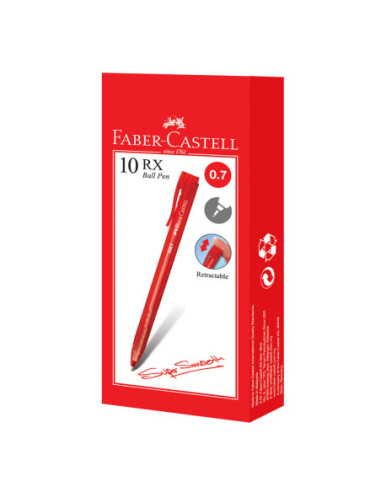 FC545421-10,Roller 0.7mm semi-gel cu mecanism rosu rx7 Faber-castell - Set 10