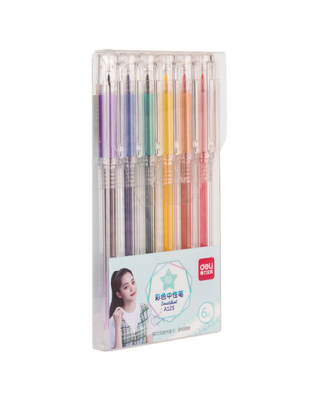 DLEA125,Set 6 buc pix cu gel pastel Deli