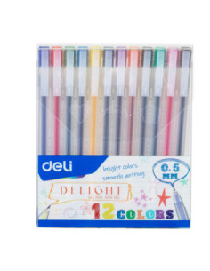 DLEG119-12C,Pix cu gel 0.5mm set 12 culori Deli