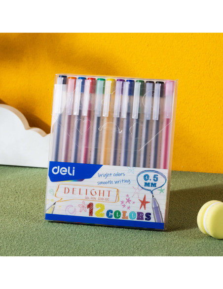 DLEG119-12C,Pix cu gel 0.5mm set 12 culori Deli