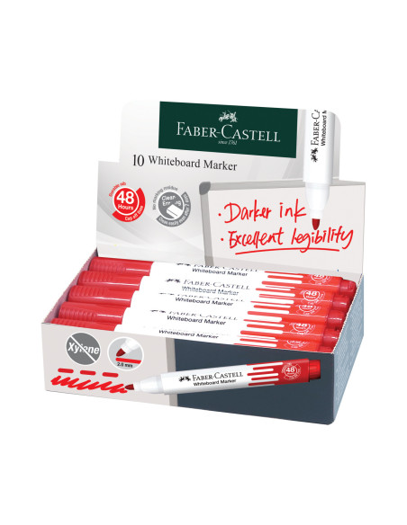 FC254021-12,Marker whiteboard rosu w20 Faber-castell - Set 12