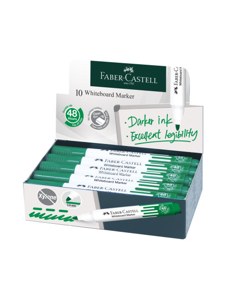 FC254063-12,Marker whiteboard verde w20 Faber-castell - Set 12