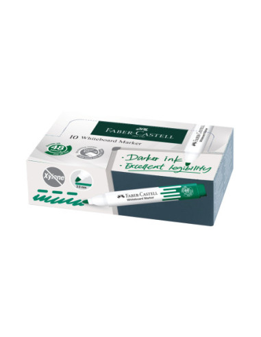 FC254063-12,Marker whiteboard verde w20 Faber-castell - Set 12