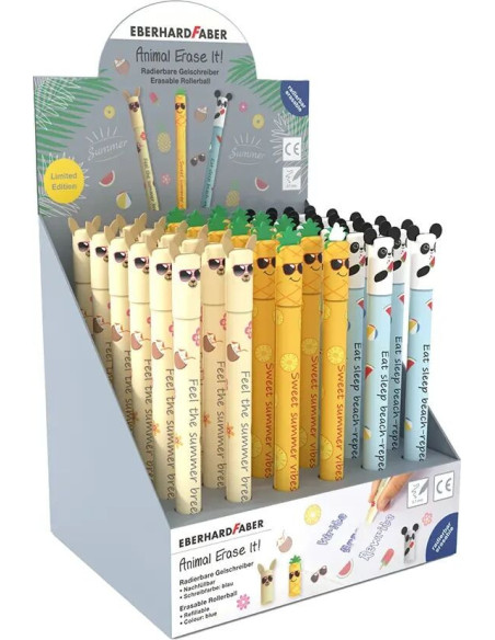 EF560110,Display 36 rollere 0.7 mm albastru erasable summer edition Eberhard faber