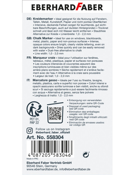 EF558304,Marker creta set 4 bucati Eberhard faber