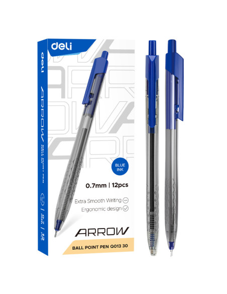DLEQ01330-12,Pix cu mecanism 0.7mm arrow albastru Deli - Set 12
