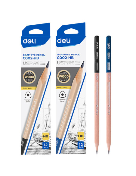 DLEC002HB-12,Creion grafit hb fara guma Deli - Set 12
