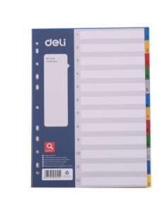 DLE5725A,Separatoare index plastic 1-12 color Deli
