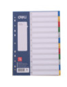 DLE5725A,Separatoare index plastic 1-12 color Deli