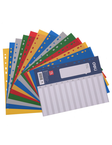 DLE5725A,Separatoare index plastic 1-12 color Deli