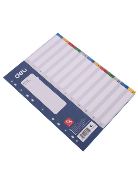 DLE5725A,Separatoare index plastic 1-12 color Deli