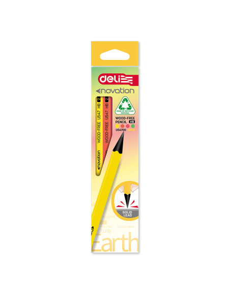 DLEU54700-12,Creion grafit fara lemn hb neon Deli - Set 12
