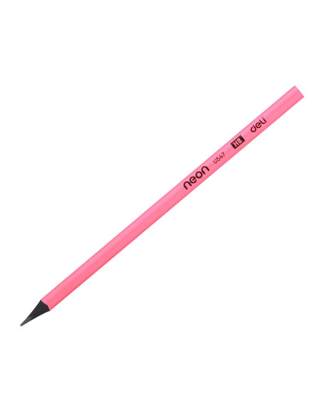 DLEU54700-12,Creion grafit fara lemn hb neon Deli - Set 12
