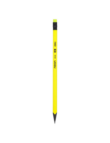 DLEU54600-12,Creion grafit cu guma fara lemn hb neon Deli - Set 12