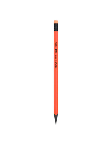 DLEU54600-12,Creion grafit cu guma fara lemn hb neon Deli - Set 12