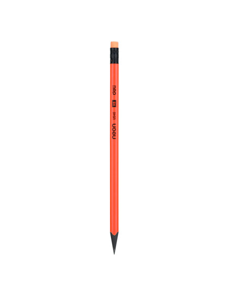 DLEU54600-12,Creion grafit cu guma fara lemn hb neon Deli - Set 12