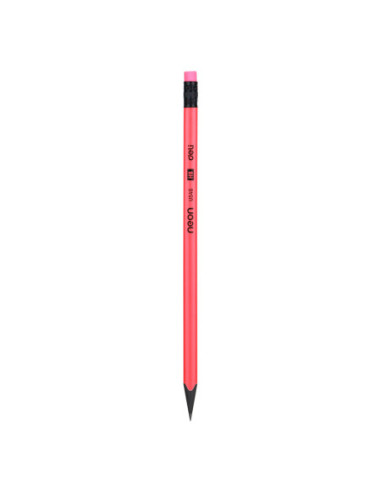 DLEU54600-12,Creion grafit cu guma fara lemn hb neon Deli - Set 12