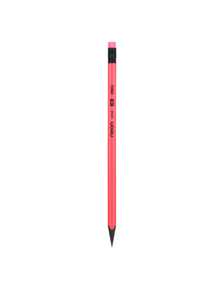 DLEU54600-12,Creion grafit cu guma fara lemn hb neon Deli - Set 12