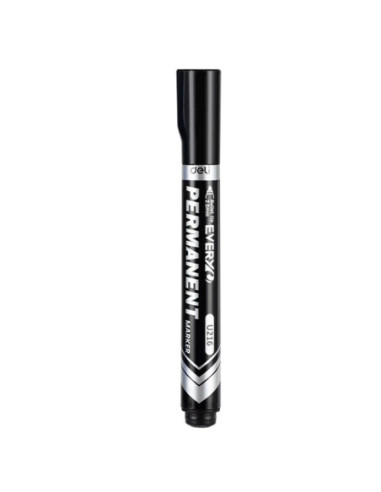 DLEU216-BK-12,Marker permanent negru varf rotund 2.5mm Deli - Set 12