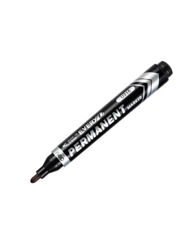 DLEU216-BK-12,Marker permanent negru varf rotund 2.5mm Deli - Set 12